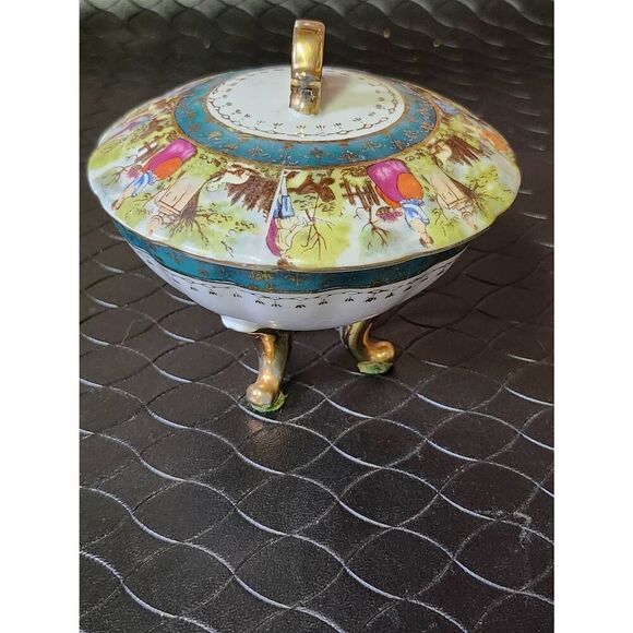 Royal Vienna Style Trinket/Jewelry Dish Courting Scene - Picture 2 of 6